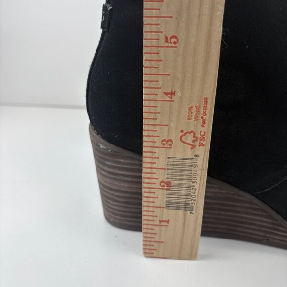Toms Womens Black Suede Wedge Ankle Boots Size 10 rLace-Up - Picture 7 of 11